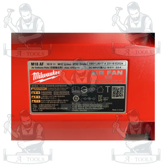 Milwaukee พัดลมไร้สาย 18V รุ่น M18 AF APJ (เครื่องเปล่า) ปรับมุมได้ 120 องศา สินค้า 6
