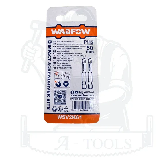 WADFOW ดอกไขควง กระแทกแฉก รุ่น WSV2K61 PH2x50mm S2 2ชิ้น/เซ็ท 6