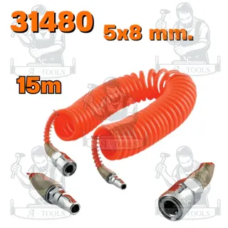 PUMPKIN สายลมขดสปริง+coupler APOLLO สีส้ม 5x8 รุ่น 31477/6เมตร 31478/9เมตร 31479/12เมตร 31480/15เมตร สินค้า 5