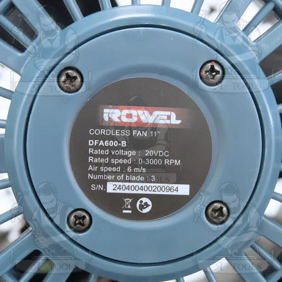 + + ROWEL พัดลมไร้สาย 11" 20V รุ่น RW-DFA600-B (ตัวเปล่า) ปรับได้ 3ระดับ แถมตัวแปลงแบตเตอรี่ 5