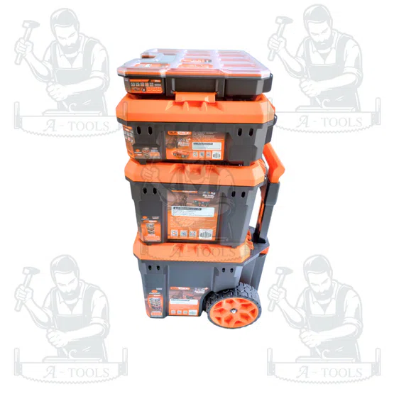 PUMPKIN รุ่น 20908 PTT-MST5 Multi Stack ชุดกล่องเครื่องมืออเนกประสงค์ 5 ตัว/ชุด พร้อมล้อและด้ามเข็น ระบบ Auto-Locking 3