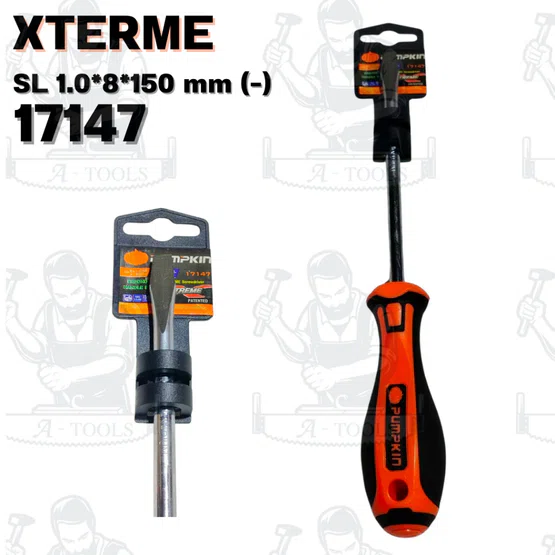 PUMPKIN รุ่น XTREME 17146 ไขควงแฉกและ XTREME 17147 ไขควงแบนด้ามยาง ขนาด 8x150มม ปลายไขควงชุบดำ ยืดอายุการใช้งานให้ยาวนาน 3