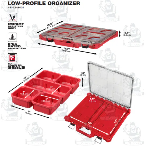 + + Milwaukee กล่องอุปกรณ์ช่าง PACKOUT Low Profile Organizer รุ่น 48-22-8431 6