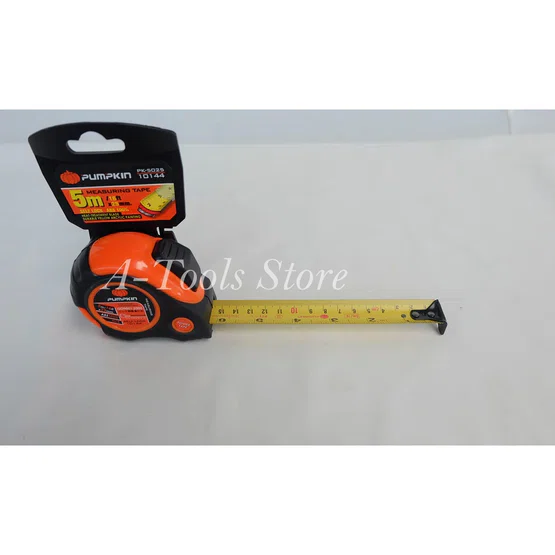 PUMPKIN ตลับเมตร 5เมตร พัมคิน รุ่น 10144 / PK-5025 หน้ากว้าง25mm. สายเทปหยุดอัตโนมัติ SELF-LOCK 4