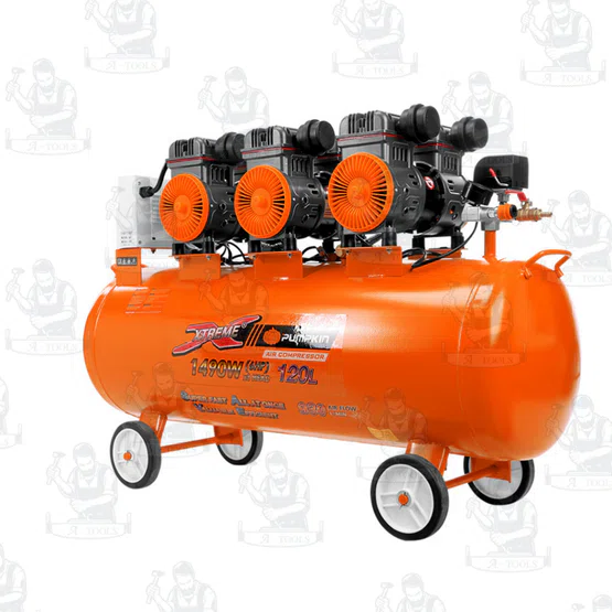 PUMPKIN ปั๊มลม ออยฟรี พัมคิน รุ่น 31555 / PTT-X6HP120 ความจุถัง 120ลิตร กำลังไฟ1490W เสียงเงียบ 5