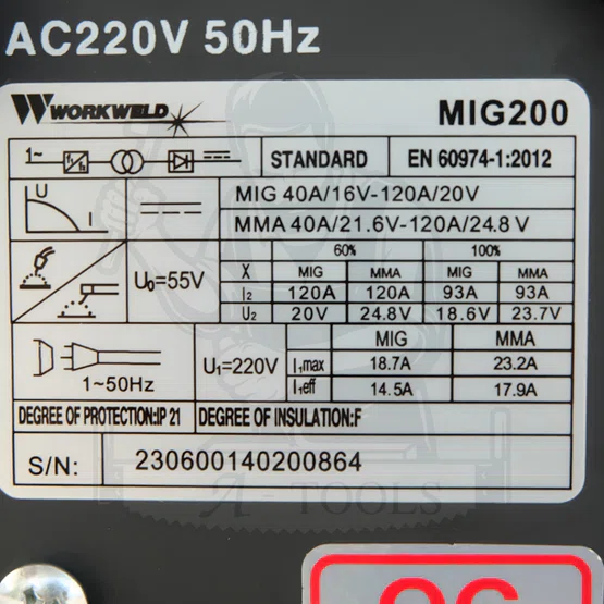 + + WORKWELD BY ROWEL เครื่องเชื่อม รุ่น MIG200A 200แอมป์ 220V ตู้เชื่อม MIG INVERTER 3