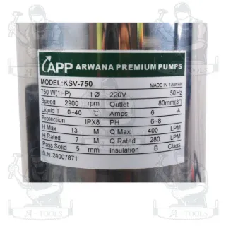 APP ARWANA ปั๊มจุ่มดูดโคลน 200V รุ่น KSV-750 (1 HP )750 วัตต์ ขนาดท่อดูด 3 นิ้ว สินค้าของแท้ พร้อมส่ง 6