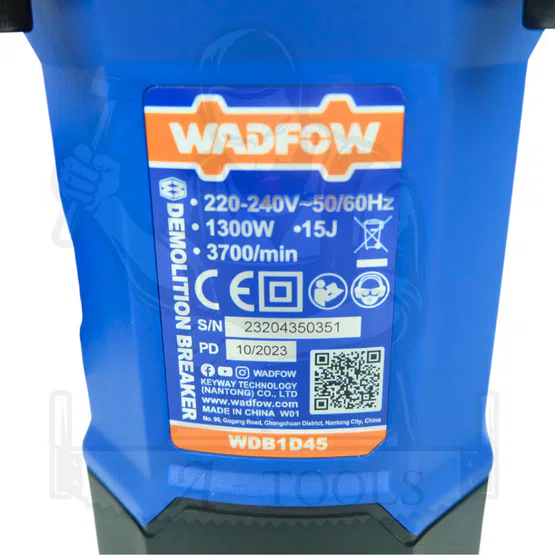 WADFOW สกัดไฟฟ้า 6กก. รุ่น WDB1D45 กำลังไฟ 1300W ระบบหัวจับ HEX 5