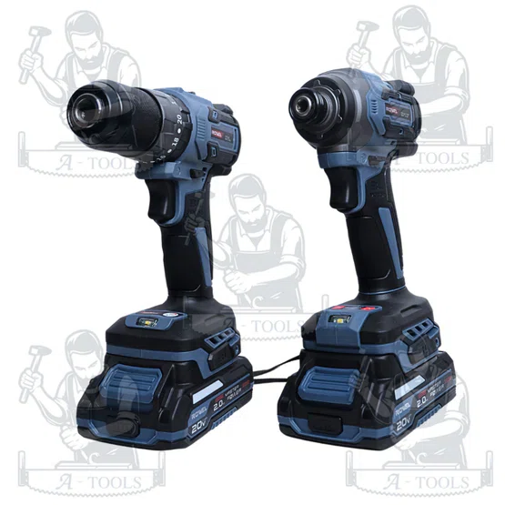 + + ROWEL DUO SET ชุดสว่านและไขควงกระแทกไร้สาย 20V รุ่น CSD201 (แบต 20V 2.0Ah x2+แท่นชาร์จ) 2