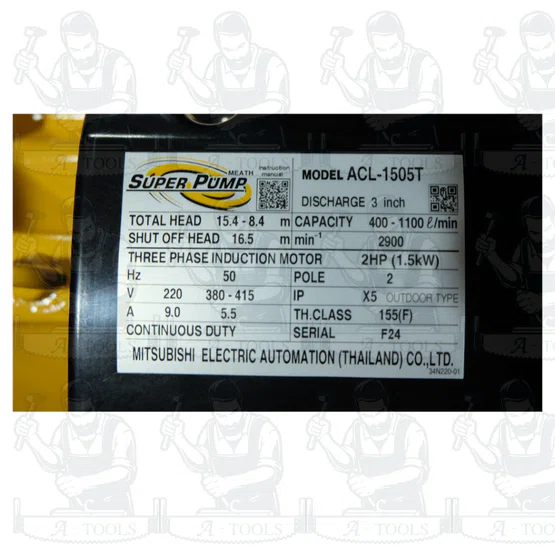 MITSUBISHI ปั๊มน้ำ หอยโข่ง รุ่น ACL-1505T (NEW) [380V] 3" x 3" x 2HP ปั๊มหอยโข่ง แทน WCL-1505T **ส่งเร็ว ของแท้100%** 6