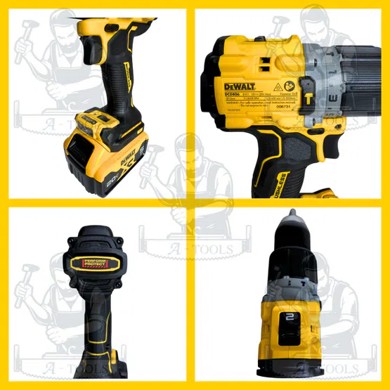 DEWALT COMBO SET ชุดสว่านกระแทกไร้สายเเละเครื่องเจียรไร้สาย 20V รุ่น DCK2026P2T-B1 (DCD806+DCG4051) 5