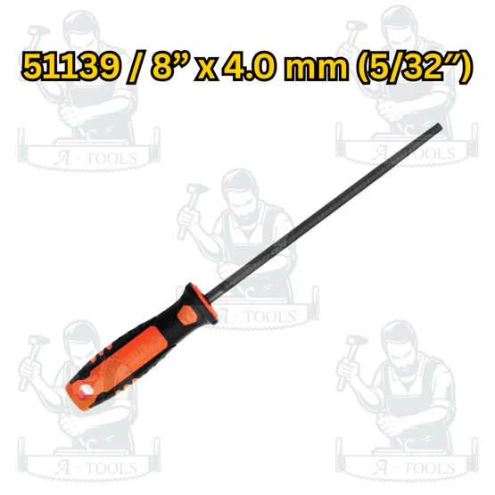 PUMPKIN ตะไบแทงเลื่อยโซ่ พร้อมด้าม 8" รุ่น 51139 4.0(5/32"), 51140 4.8(3/16"), 51141 5.5(7/32") ตะไบกลม เลื่อยยนต์ 4