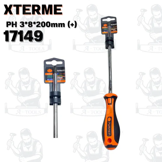 PUMPKIN รุ่น XTREME 17148 ไขควงแฉกและ XTREME 17149 ไขควงแบนด้ามยาง ขนาด 8x200มม ปลายไขควงชุบดำ ยืดอายุการใช้งานให้ยาวนาน 3