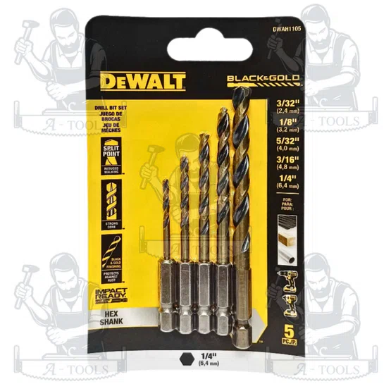 DEWALT ดอกสว่าน ก้านหกเหลี่ยม 5ชิ้น รุ่น DWAH1105 แข็งแรง ทนงานหนัก **ส่งเร็ว ของแท้100%** 2