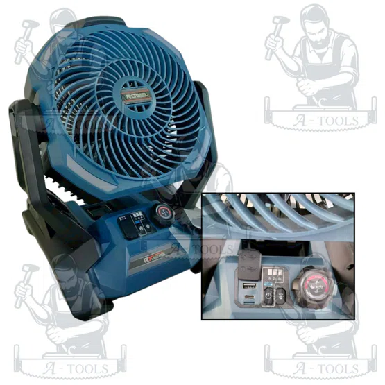 ROWEL รุ่น ADFA750RX-S พัดลมไร้สาย 20V RX series พร้อมแบตเตอรี่ 2.0Ahx1 และ แท่นชาร์จ รับประกัน 2 ปี สินค้า 2