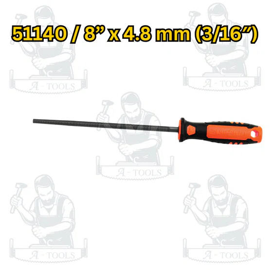 PUMPKIN ตะไบแทงเลื่อยโซ่ พร้อมด้าม 8" รุ่น 51139 4.0(5/32"), 51140 4.8(3/16"), 51141 5.5(7/32") ตะไบกลม เลื่อยยนต์ 5