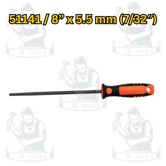 PUMPKIN ตะไบแทงเลื่อยโซ่ พร้อมด้าม 8" รุ่น 51139 4.0(5/32"), 51140 4.8(3/16"), 51141 5.5(7/32") ตะไบกลม เลื่อยยนต์ 6