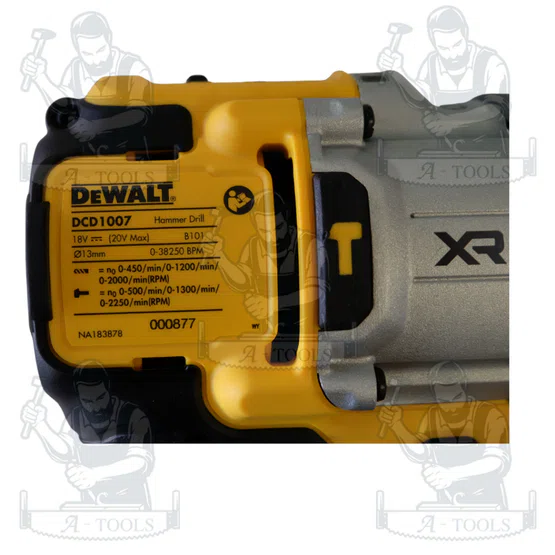 + + DEWALT สว่านกระแทก ไร้สาย 20V รุ่น DCD1007N-B1 (ตัวเปล่า) รับประกัน 3ปี DCD1007 5