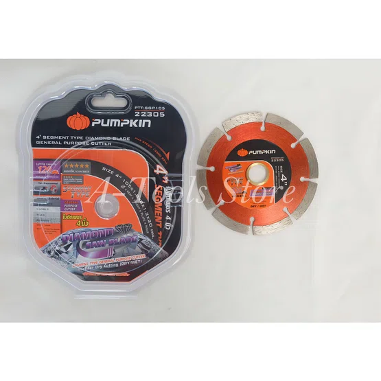 PUMPKIN​ ใบตัด เพชร​​ 4นิ้ว รุ่น 22305 / PTT-SGP105 SEGMENT TYPE หนา1.8mm. ตัดได้ไกล120m. ตัด คอนกรีต หินอ่อน กระเบื้อง 3