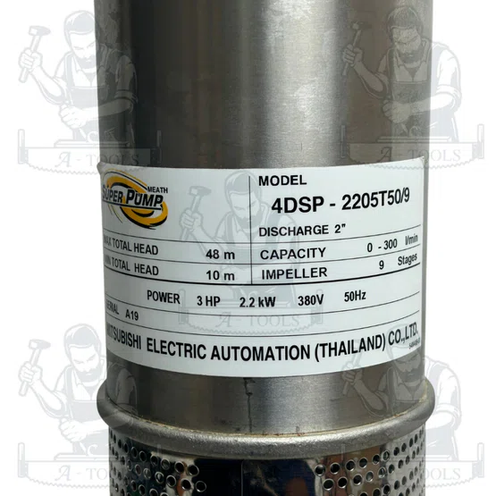 MITSUBISHI ปั๊มบาดาล มิตซูบิชิ รุ่น 4DSP-2205T50/9 ท่อส่ง 2" 3HP 9 ใบพัด 380V (สำหรับบ่อ 4") SUPER PUMP ซัมเมิร์ส 5