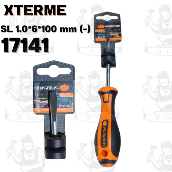 Pumpkin รุ่น XTREME 17140 ไขควงแฉก และ XTREME 17141 ไขควงแบน ด้ามยาง ขนาด 6x100 มม. ปลายหัวไขควงชุบดำ ป้องกันการสึกหรอ 3