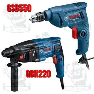 BOSCH COMBO SET 2 ชิ้น สว่านโรตารี่รุ่น GBH220+สว่านกระแทกรุ่น GSB550 สำหรับเจาะไม้ เจาะเหล็ก เจาะคอนกรีต สินค้า 2