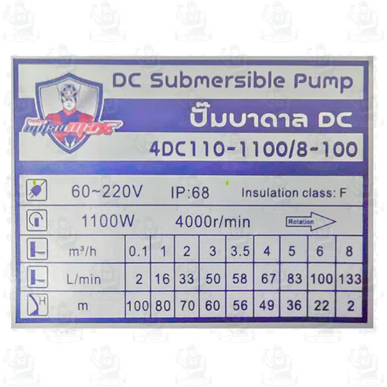 MITSUMAX  ปั๊มบาดาลโซล่าเซลส์ DC รุ่น 4DC110-1100/8-100 มอเตอร์ 1100W (ไม่รวมแผง) ของแท้ พร้อมส่ง 5
