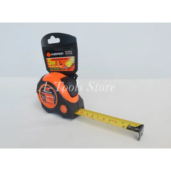 PUMPKIN ตลับเมตร 5เมตร พัมคิน รุ่น 10144 / PK-5025 หน้ากว้าง25mm. สายเทปหยุดอัตโนมัติ SELF-LOCK 6