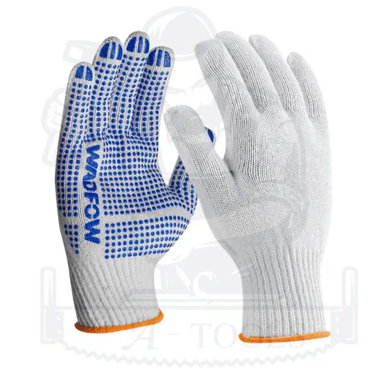 WADFOW ถุงมือผ้า กันลื่น รุ่น WKG1801 12คู่/1โหล ขนาด XL (สีขาว) 3