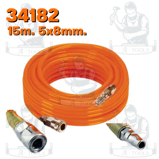 PUMPKIN สายลมแบบตรง+coupler 5x8 รุ่น APOLLO รหัส 31481 31482 31483 สีส้ม ความยาว 10 15 20 เมตร สินค้า 3