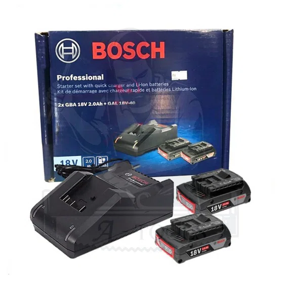 BOSCH ชุดแบตเตอรี่เเละแท่นชาร์จ Starter Kit 18V 2.0Ah บ๊อซ 1600A01B6K GBA+GAL18V-40 6