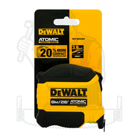 DEWALT รุ่น DWHT38118-30 ตลับเมตร ATOMIC ยาว 8 เมตร คุณภาพดี น้ำหนักเบา ใช้งานง่าย แข็งแรง ทน 6