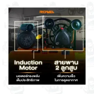 ROWEL รุ่น BV2051-65 ปั๊มลมสายพาน 2แรง ถัง 65ลิตร แรงดันลม 8 บาร์  แข็งแรง ทนทาน ใช้งานช่างได้อย่างอเนกประสงค์ พร้อมส่ง 4