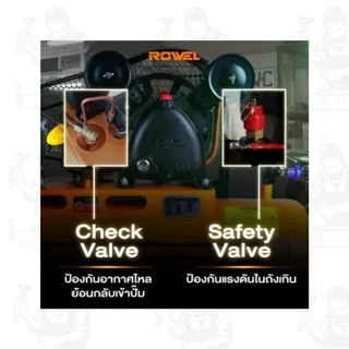 ROWEL รุ่น BV2051-65 ปั๊มลมสายพาน 2แรง ถัง 65ลิตร แรงดันลม 8 บาร์  แข็งแรง ทนทาน ใช้งานช่างได้อย่างอเนกประสงค์ พร้อมส่ง 5