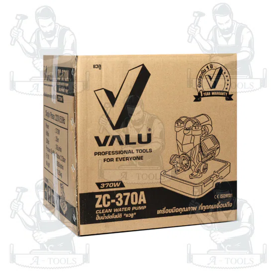 VALU ปั๊มน้ำอัตโนมัติ รุ่น ZC-370A กำลังไฟ 370 วัตต์ ใบพัดทองเหลือง ขดลวดทองแดงแท้ 6