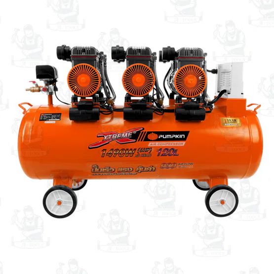 PUMPKIN ปั๊มลม ออยฟรี พัมคิน รุ่น 31555 / PTT-X6HP120 ความจุถัง 120ลิตร กำลังไฟ1490W เสียงเงียบ 4