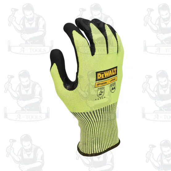DEWALT ถุงมือกันบาด แบบเรืองแสง ไซส์ M รุ่น DPG855M ไซส์ L รุ่น DPG855L ทนน้ำมันและน้ำ ระบายอากาศได้ดีและทนทาน 2