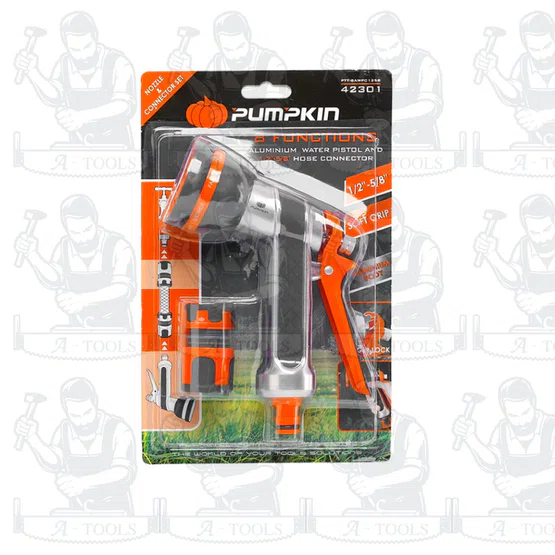 PUMPKIN ชุดปืนฉีดน้ำอลูมิเนียม 8 ฟังก์ชั่น พร้อมข้อต่อสายยาง 1/2″-5/8″ รุ่น 42301 แข็งแรง ทนทาน สินค้าพร้อมส่ง 6