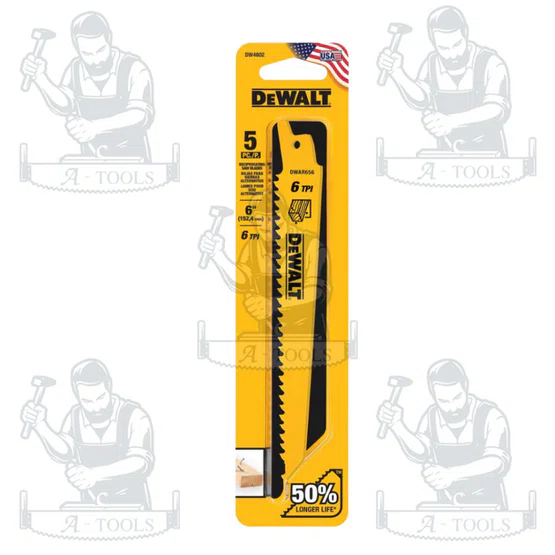 DEWALT ใบเลื่อยชักตัดไม้ 6" 6TPI รุ่น DW4802 (5ใบ/แพ็ค) **ส่งเร็ว ของแท้100%** 4