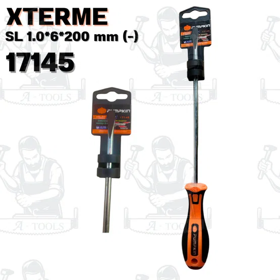 PUMPKIN รุ่น XTREME 17144 ไขควงแฉกและ XTREME 17145 ไขควงแบนด้ามยาง ขนาด 6x200มม ปลายไขควงชุบดำ ยืดอายุการใช้งานให้ยาวนาน 3