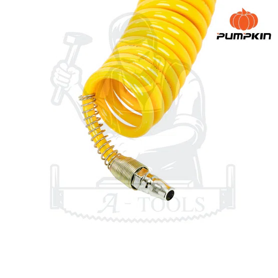PUMPKIN สายลมขดสปริง+coupler พัมคิน ยาว 6M รุ่น 31498 APOLLO สีเหลือง แรงดันสูง 10Bar ผลิตจากวัสดุ PU มีความยืดหยุ่น 4