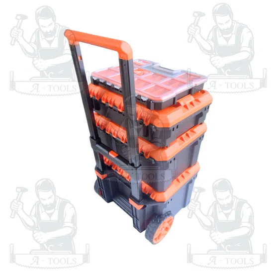 PUMPKIN รุ่น 20908 PTT-MST5 Multi Stack ชุดกล่องเครื่องมืออเนกประสงค์ 5 ตัว/ชุด พร้อมล้อและด้ามเข็น ระบบ Auto-Locking 5