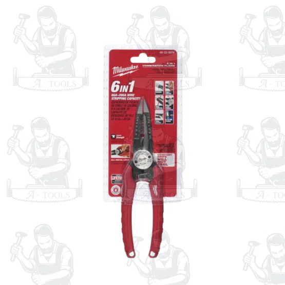 Milwaukee 48-22-3079 คีมปากตรง อเนกประสงค์ (6 in 1) เหมาะสำหรับการตัด ดึง งัด เเงะและหนีบ ทนทานต่อสนิม ทนต่อการใช้งาน 6
