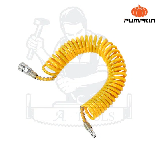 PUMPKIN สายลมขดสปริง+coupler พัมคิน ยาว 6M รุ่น 31498 APOLLO สีเหลือง แรงดันสูง 10Bar ผลิตจากวัสดุ PU มีความยืดหยุ่น 2
